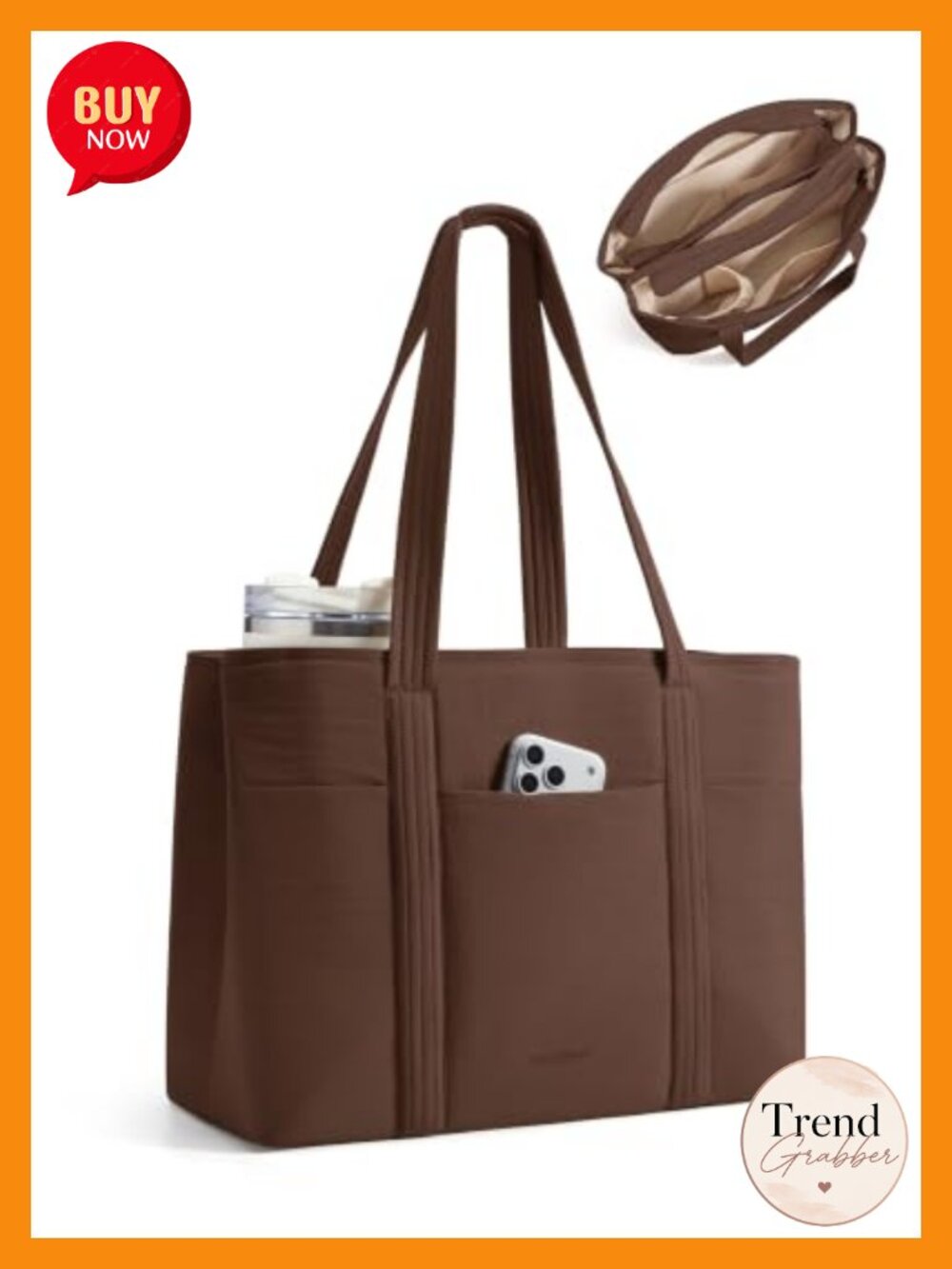 Large Work Tote Bag for Women 3 Compartment Laptop Tote 21.5L